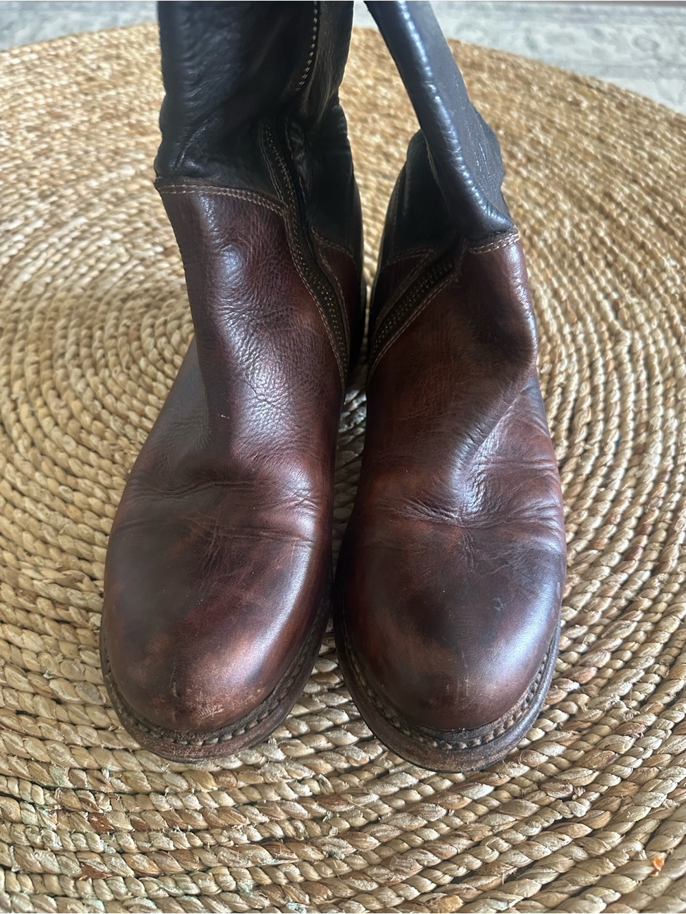 Bed Stu Manchester Brown Leather Tall Lace Up Riding Boots 7.5 Distressed - Picture 3 of 8